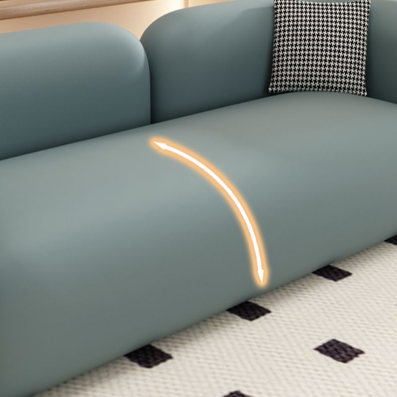 Contemporary Modern Solid Color Stain Resistant Standard Sofa/Loveseat in Pu Leather with Gray/Cerulean/Off-White Upholstery, Seats 4/3/2-seater, and 2 Pillows