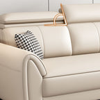 Contemporary Modern Solid Color Stain Resistant Standard Sofa in Light Gray/Light Brown/Tan, Seats 3 with 3 Pillows