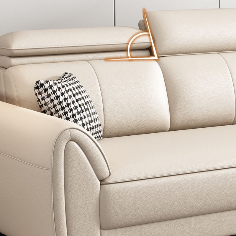Contemporary Modern Solid Color Stain Resistant Standard Sofa in Light Gray/Light Brown/Tan, Seats 3 with 3 Pillows