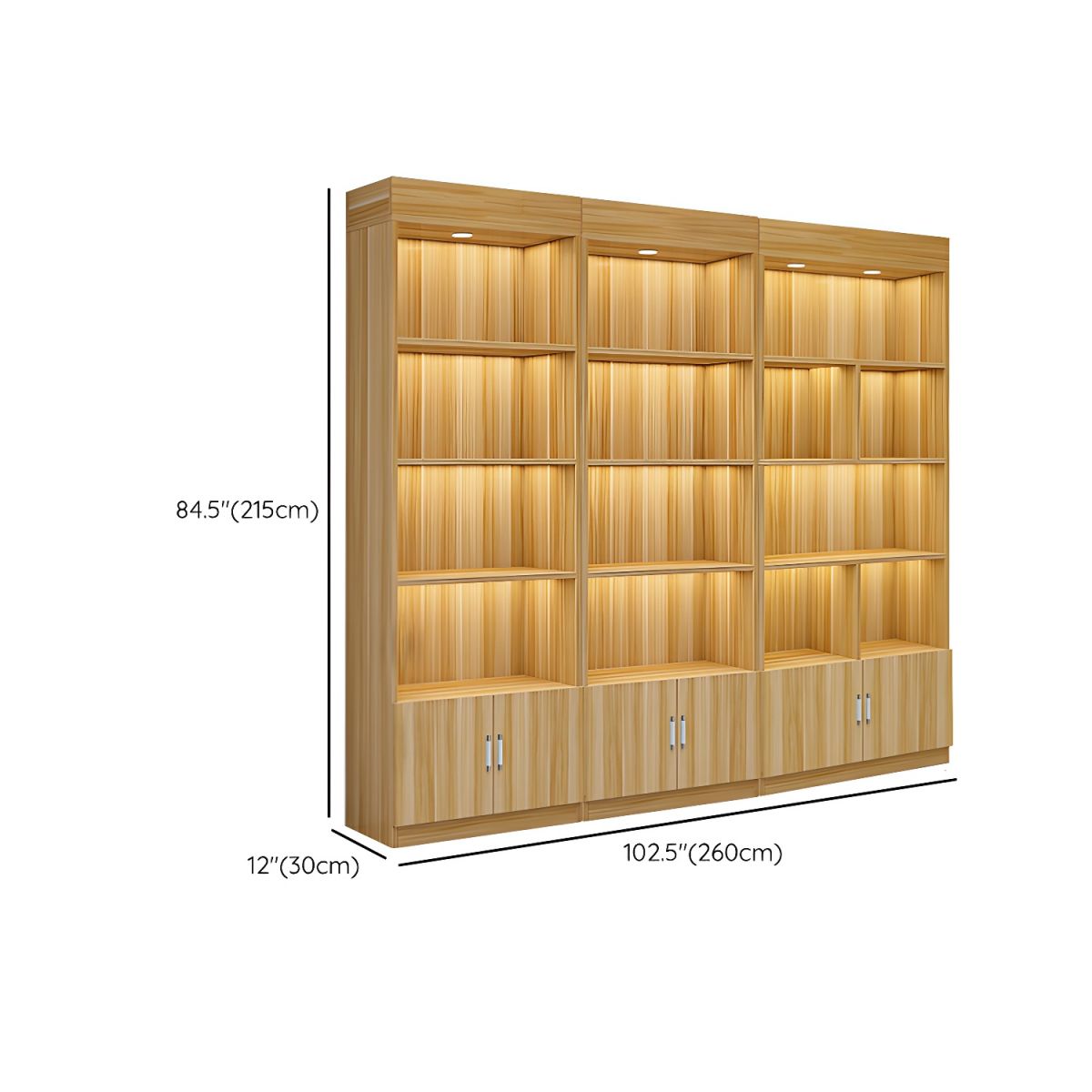 Multi-shelf Modern & Contemporary Style Wood Hutch Cabinet for Living Room