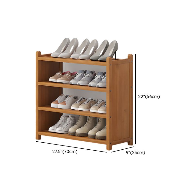 Art Deco Bambusa Rectangle Shoe Rack with Light Brown Finish, 3-6 Shelves for 11-30 Pairs in Drawing Room