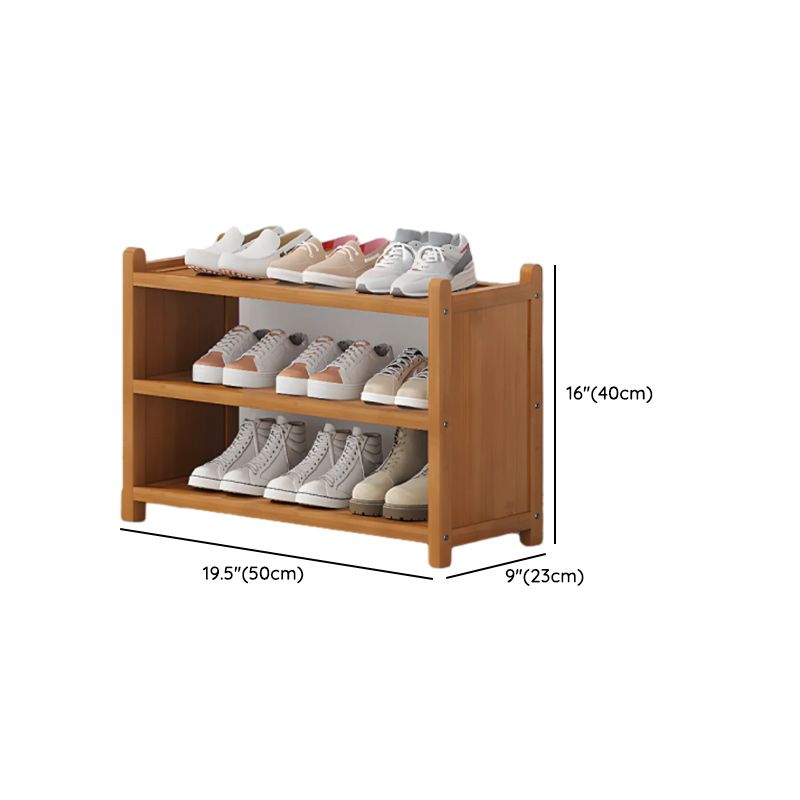 Art Deco Bambusa Rectangle Shoe Rack with Light Brown Finish, 3-6 Shelves for 11-30 Pairs in Drawing Room