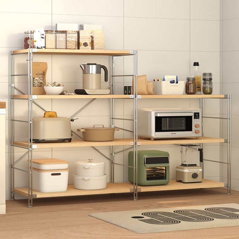 Unfinished Contemporary Standard Baker's Rack with Butcher Rack, Wire Frame, and Adjustable Shelves