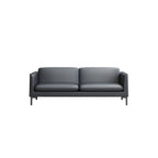 Glam Black Cushions Square Arm Genuine Leather Stationary Sofa