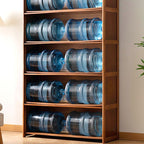 Caramel Vertical Organizing Shelf with 5-Cabinet/4-Cabinet/3 Cabinets, 6-Shelf/5-Shelf/4 Shelves, and Closed Back
