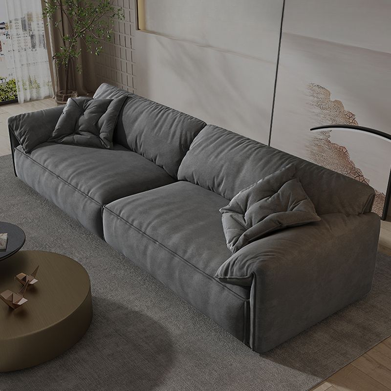 Contemporary Modern Water Resistant Cream/Sepia/Gray Solid Color Floor Sofa with 2 Pillows for 4/for 3