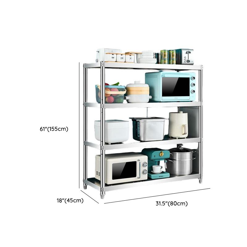 Metallic Minimalist Warehouse Storage Rack with Shelves, Stainless Frame, Detached Installation
