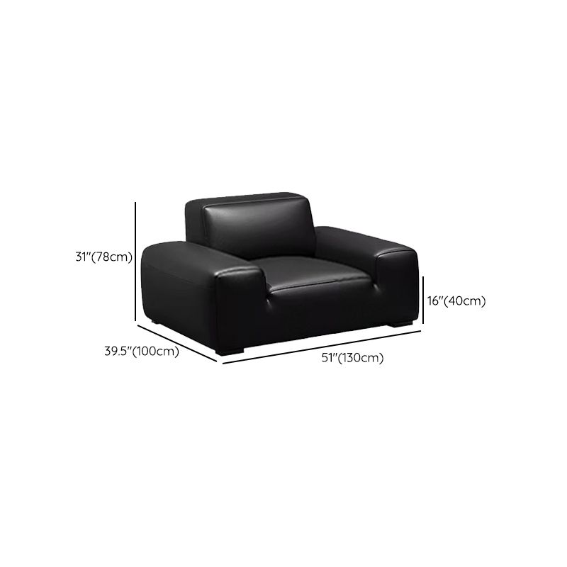 Extra Long Black Leather Sofa with Stain Resistant Feature and Two Pillows