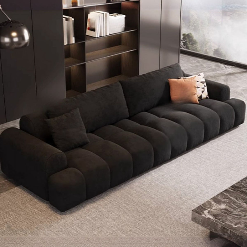 Modish Solid Color Scratch-durable Water Resistant Standard Sofa/Loveseat in Black, Seats 3/4-seater/5 Person with 3 Pillows