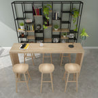 Modern Rectangle Solid Wood Bar Table Set 1/7 Pieces Counter Table with Backless Stools