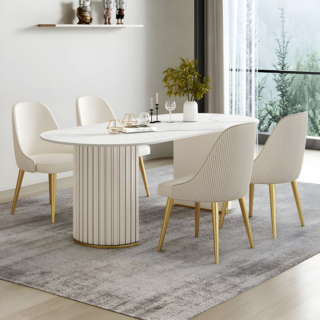 Modern Style Sintered Stone Dining Set Oval 1/2/5/6/7 Pieces Dining Set for Dining Areas