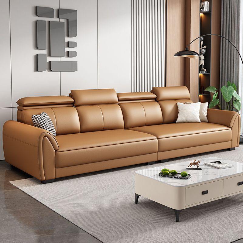 Contemporary Modern Solid Color Stain Resistant Standard Sofa in Light Gray/Light Brown/Tan, Seats 3 with 3 Pillows