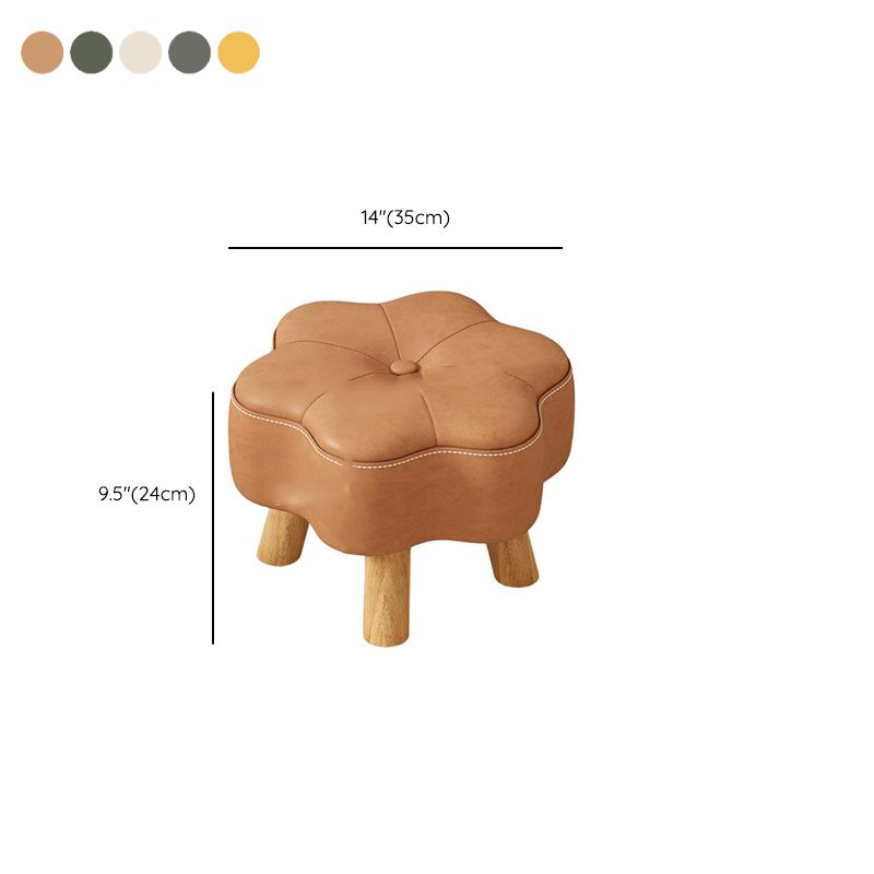 Trendy Unique Solid Color Standard Ottoman in Leatherette with Dove Grey/Green/Cream Upholstery and Button-tufted Design