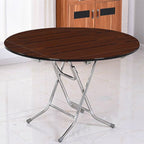 Veneer Dining Table with Crossed Legs, Leaf Included, Scratch-proof, Foldable, Seating for 4/2-seater