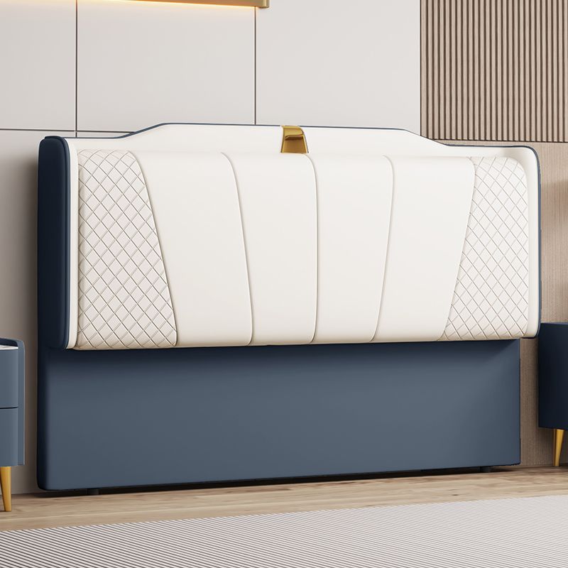 Trendy Panel Headboard in Natural Wood with No Distressing, Scooped Shape for Queen/Full Bed, Sponge Upholstery Fill, Standard Height