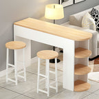 Contemporary Living Room Wood Bar Set with Storage and Backless Seating