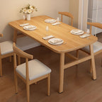 Composite Wood Dining Table with Trestle Base, Scratch-proof and Seating for 4