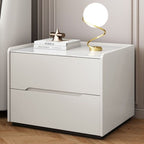 Modish Nightstand With Drawer Organization Featuring 2 Drawers and Stone Countertop
