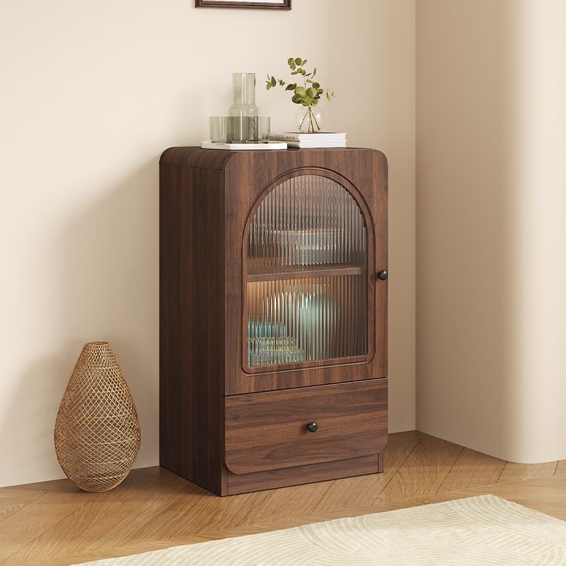 Rectangular Accent Cabinet with Closet, Glazed Door, Cabinet Knobs, Chalk/Sepia Top, Soft Close Drawer, and Stain Resistant Finish