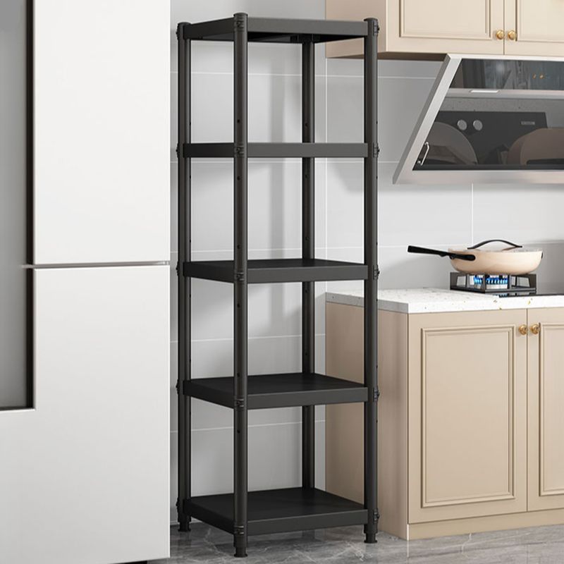 Black Contemporary Standard Baker's Rack with Steel Frame and Metal Shelves