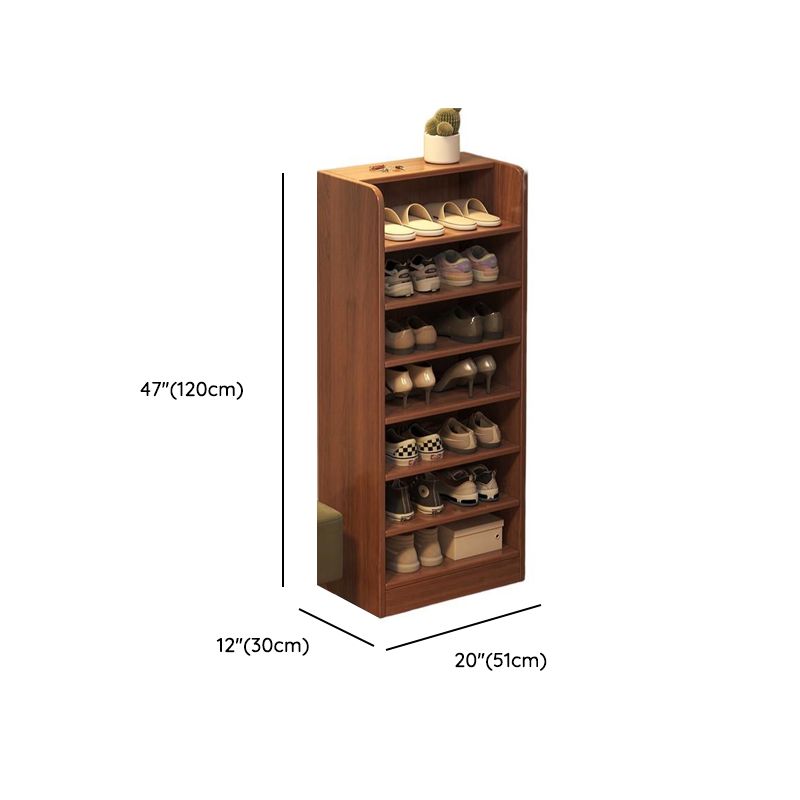 Art Deco Composite Wood Rectangle Shoe Rack with 7/6/5 Shelves for 1-20 Pairs in Drawing Room, Closed Back
