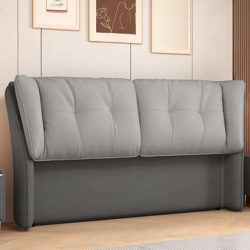Trendy Wingback Headboard with No Distressing, Piled Tufted Rectangle Design for Queen/Full Bed, Featuring Sponge Upholstery and Standard Height