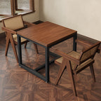 Industrial Rectangle/Square Solid Wood Table with Eased Edges, No Seating, and Assembly Required