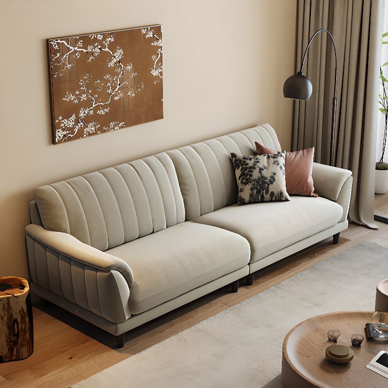 Modern Solid Color Scratch-defiant Standard Sofa in White/Sage PU with 4-seater/3-seater Capacity and 2 Pillows