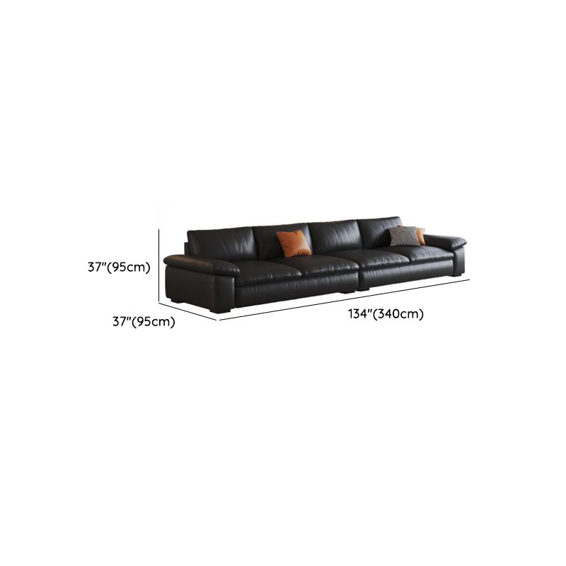 Contemporary Modern Solid Color Scratch-durable Standard Sofa in Midnight Black, Seats 4/3 with 2/3 Pillows
