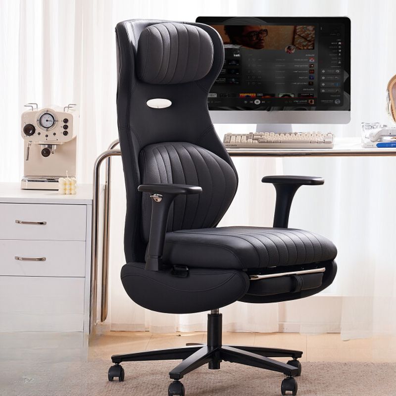 Flexible Height Solid Color Wingbacked Chair with Nylon Frame in Ink, With Lumbar Support, Adjustable Backrest, Glide Movement