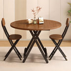 Scratch-proof Veneer Dining Table with Crossed Legs, Foldable Design, and Seating for 2 to 4