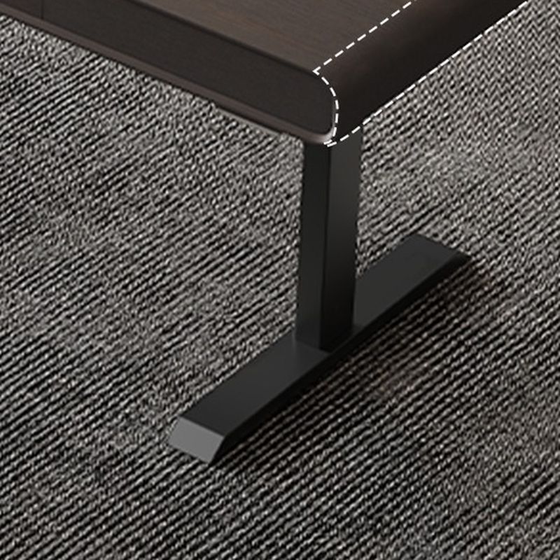 Simplistic Warp-free T-Shape Base Desk with 4/3/2 Drawers, Black/Chestnut Lumber Top, Floor Mounted, and Programmable Memory Controller