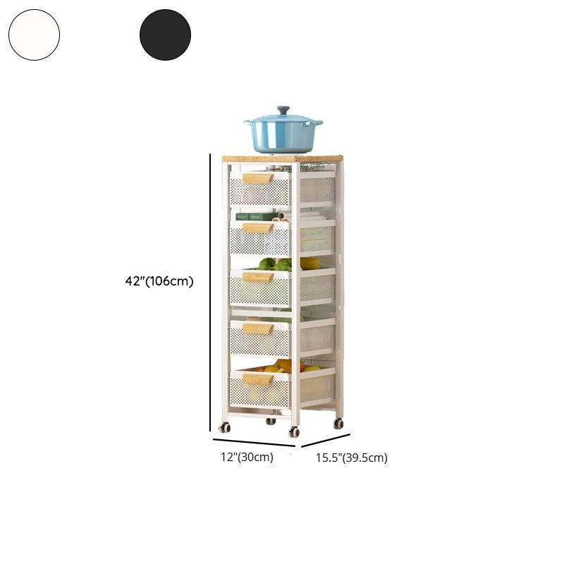 Portable Center with Metal Countertop, Basket, and 4/3 Baskets