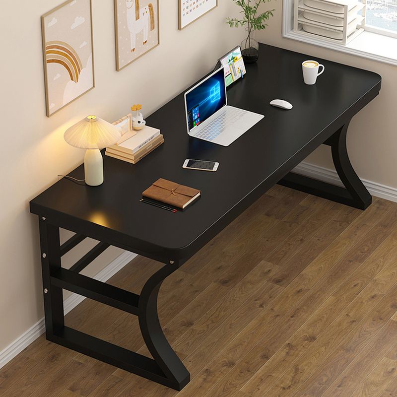 Casual Rust Resistant Sleigh Base Writing Desk with Cable Management in Ink/Light Brown/Natural Unattached Engineered Wood Top
