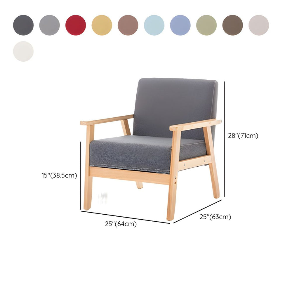 Modern Wood Frame Cotton and Linen Sofa with Foam Seat in Natural Wood Legs and Tight Back Design