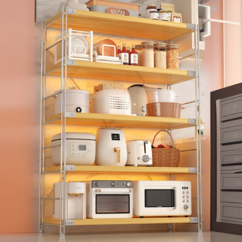 Unfinished Contemporary Standard Baker's Rack with Butcher Rack, Steel Frame, and Laminate Shelves