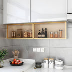 Modern Faux Wood Wall Mounted Display Cabinet with Glass Door