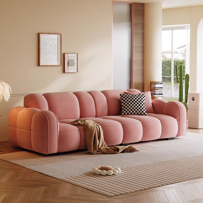 Standard Sofa in Rose/Off-White/Amber Color Flannel with Armrest