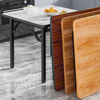 Trendy White/Brown Square Composite Wood Foldable Card Table, Scratch-proof Folding Table