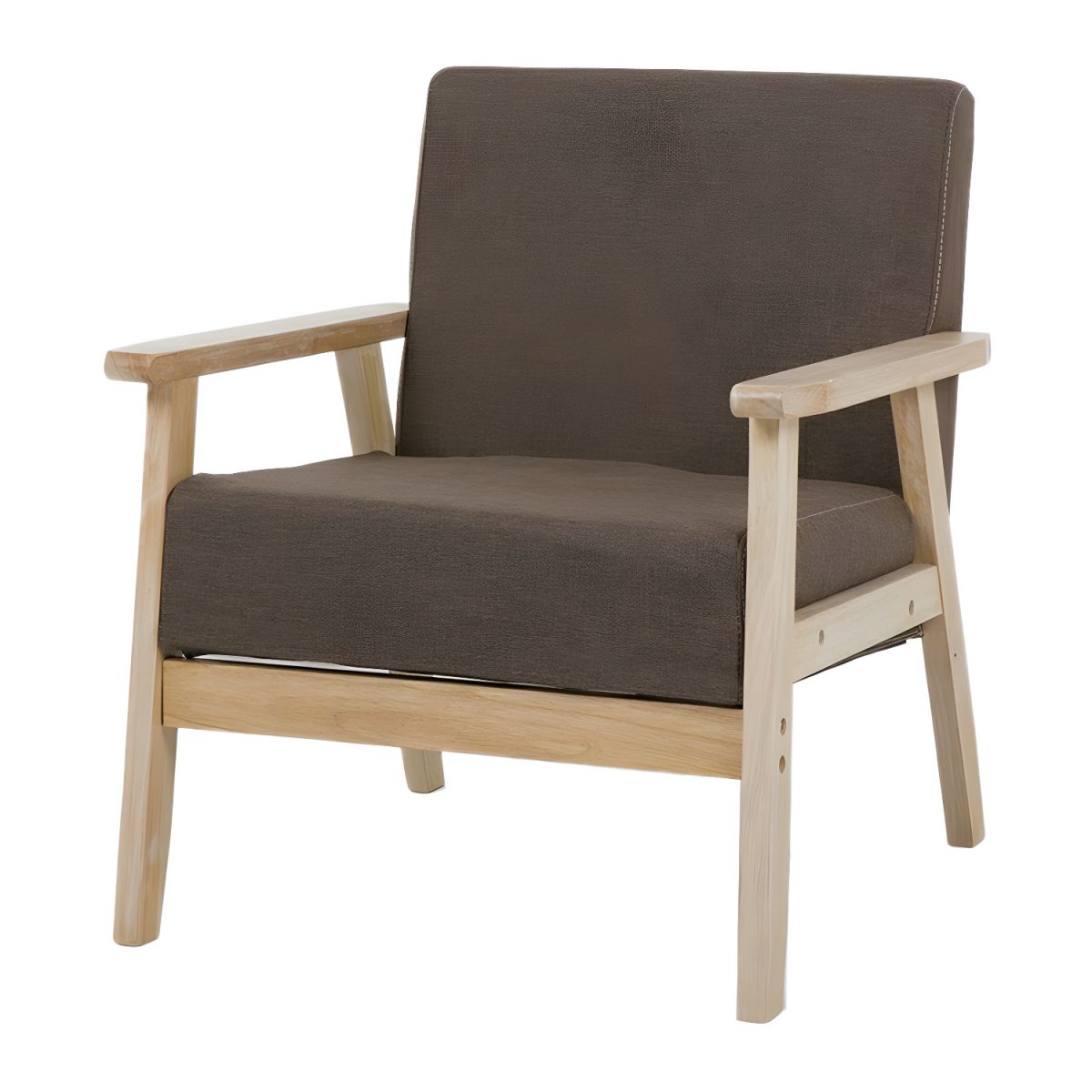 Modern Wood Frame Cotton and Linen Sofa with Foam Seat in Natural Wood Legs and Tight Back Design