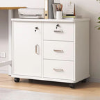 Horizontal Filing Cabinet/Vertical Filing Cabinet in Timber with Soft Close, Key Lock and Roller Wheels in a Casual Style, 2 Shelves/1 Shelf Included/Not Included