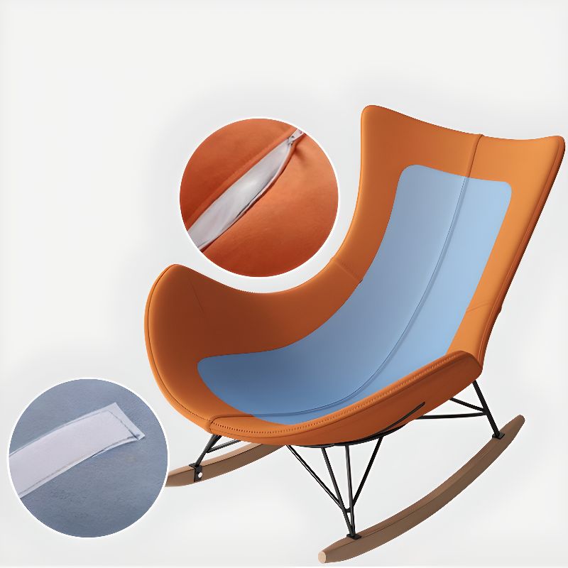 Metal Frame Damp-proof Cushioned Rocking Chair with Flared Arm in a Western Style