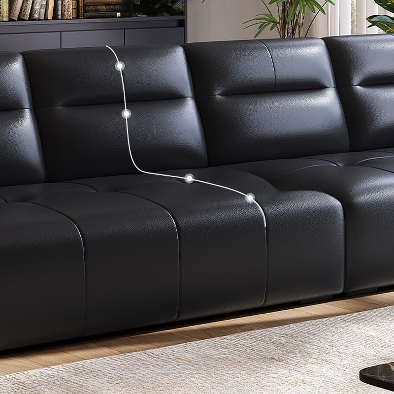 Modish Solid Color Stain Resistant Standard Sofa/Loveseat in Black with Arm, 5 Person/4-seater/3-seater, and 2 Pillows
