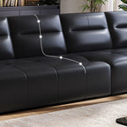 Modish Solid Color Stain Resistant Standard Sofa/Loveseat in Black with Arm, 5 Person/4-seater/3-seater, and 2 Pillows