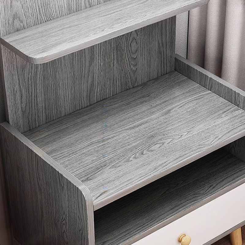 Modish Nightstand With Drawer Organization Featuring 2 Shelves and Composite Wood Countertop