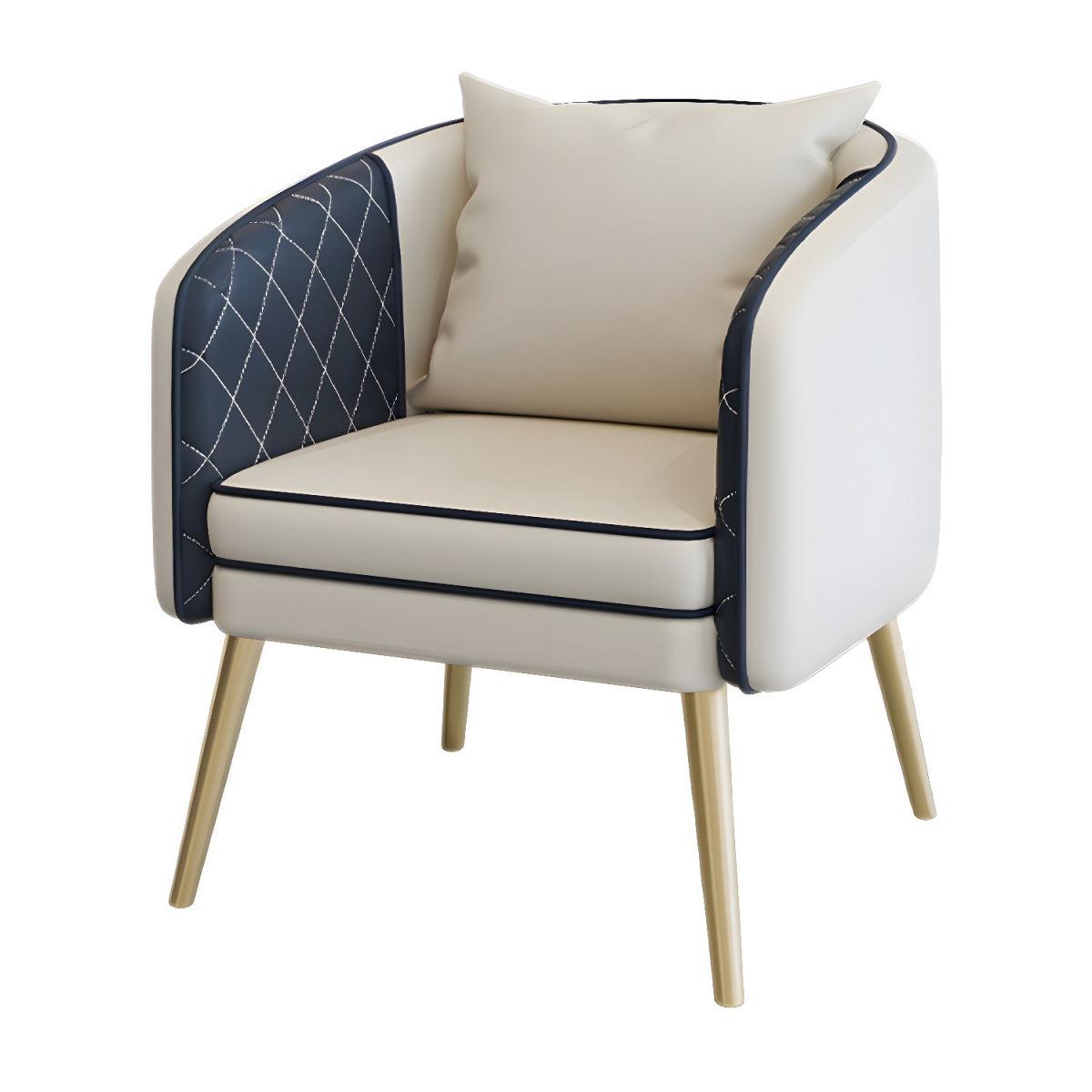 Modern Leather Upholstered Sofa with Sloped Arms in Solid Color