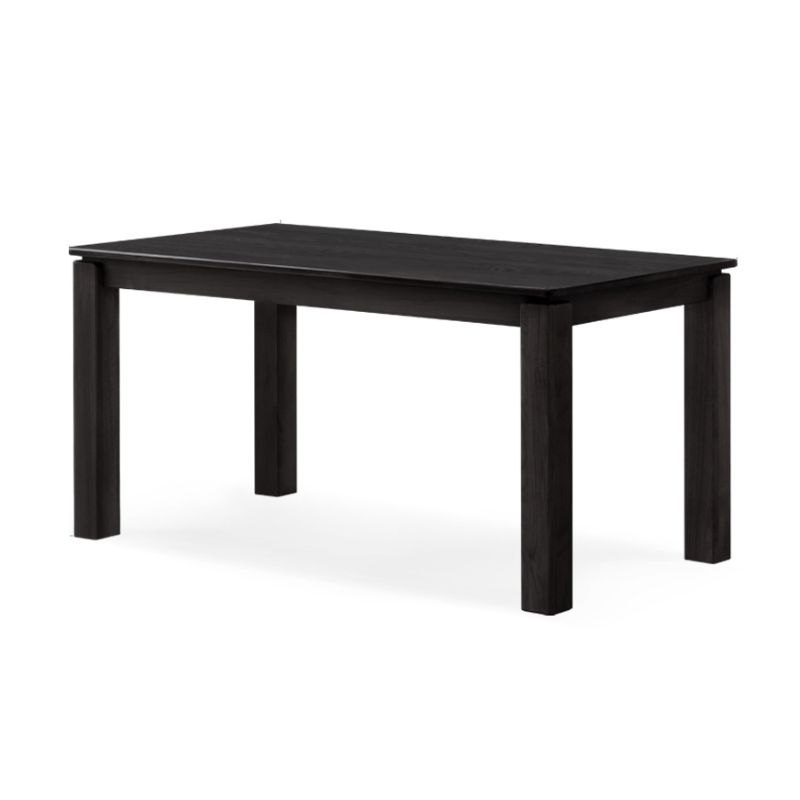 Tan Modish Rectangular Dining Table with Natural Wood Top and Fixed Table Mechanism