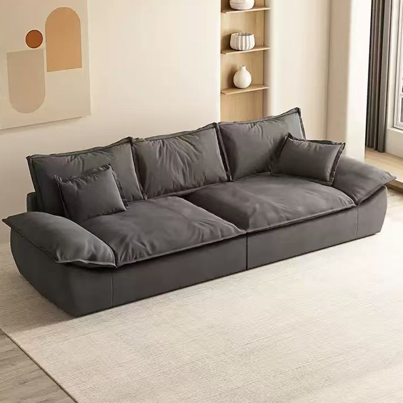 Contemporary Modern Solid Color Water Resistant Standard Sofa in Dark Gray with Seating Capacity of 4/3/2-seater and 2 Pillows