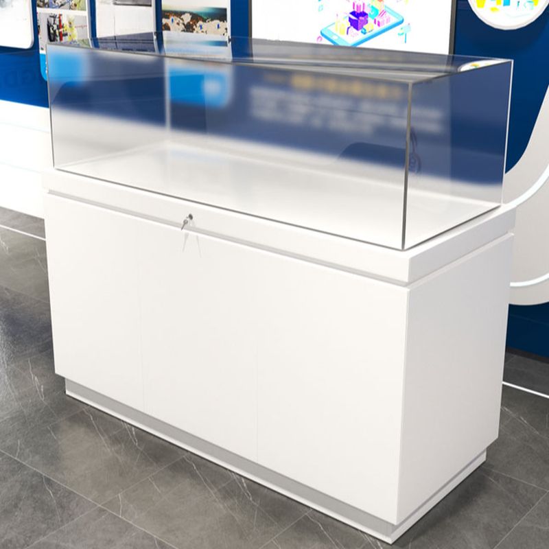 White Finished Trendy Style Glass Flooring Display Stand with 1 Shelf