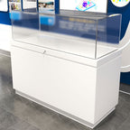 White Finished Trendy Style Glass Flooring Display Stand with 1 Shelf